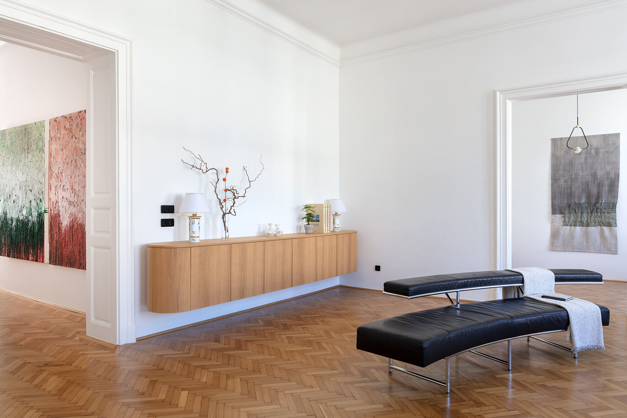 Living room of the Vámház apartment